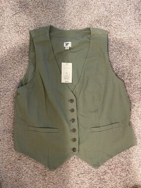 A new day Green Button-Front Vest - Olive Green xl nwt